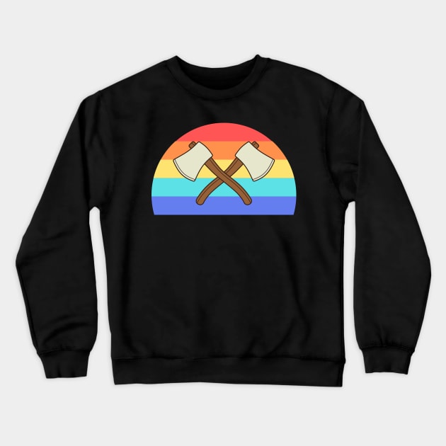 Double Axe Throwing Thrower Throw Target Tomahawk Crewneck Sweatshirt by Onceer